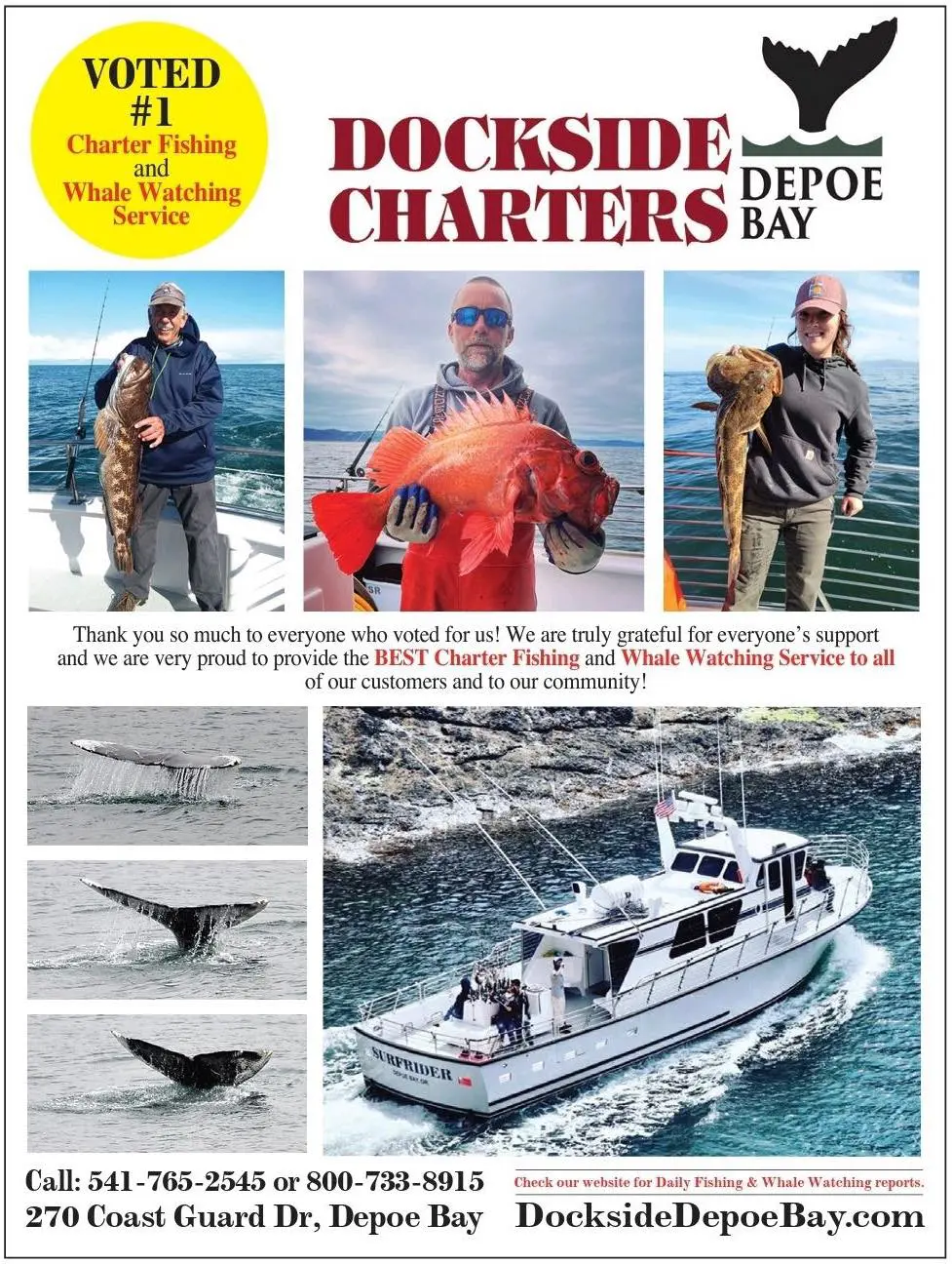 Whale watching and charter fishing. Oregon's premier charter.